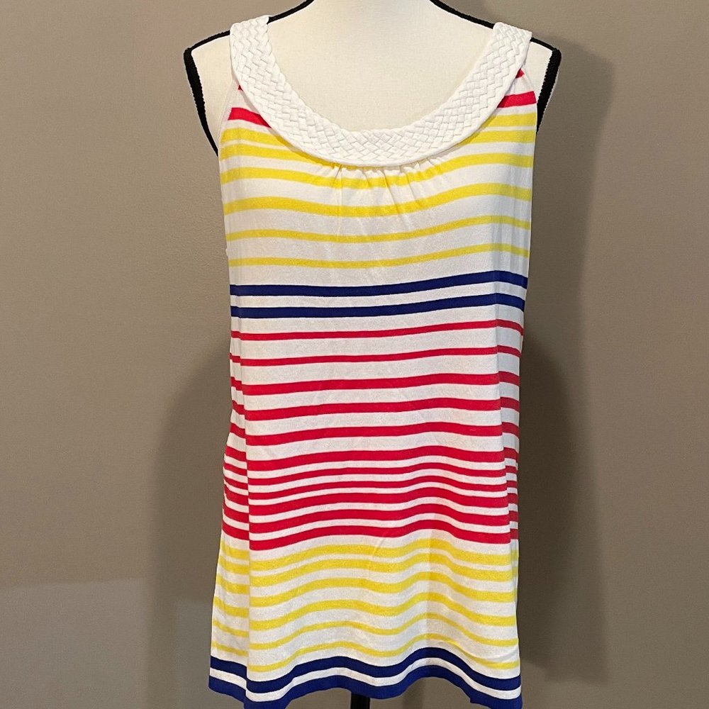 Joseph A. Womens Sleeveless Striped Scoop Neck Tunic Top sz L - Picture 1 of 4
